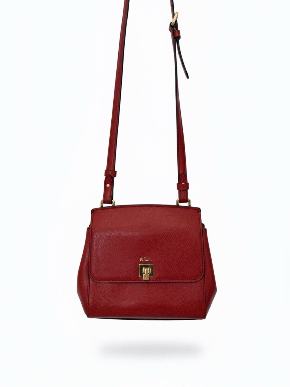 Lauren Ralph Lauren Whitby Leather Crossbody Bag Red Gold Hardware